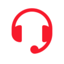 A red icon of a headset with a microphone, depicted in a simple, modern style on a white background, represents IPTV Latino customer support.