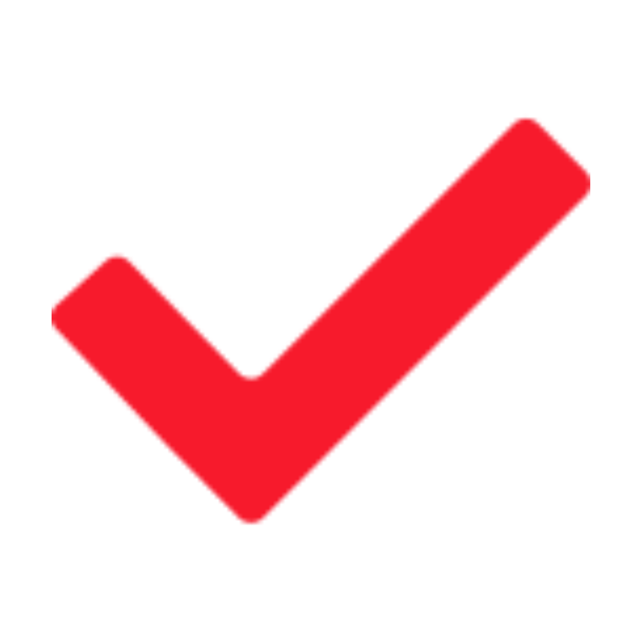 A bold red check mark icon on a white background, symbolizing approval, confirmation, or completion—perfect for IPTV Latino apps and streaming platforms.