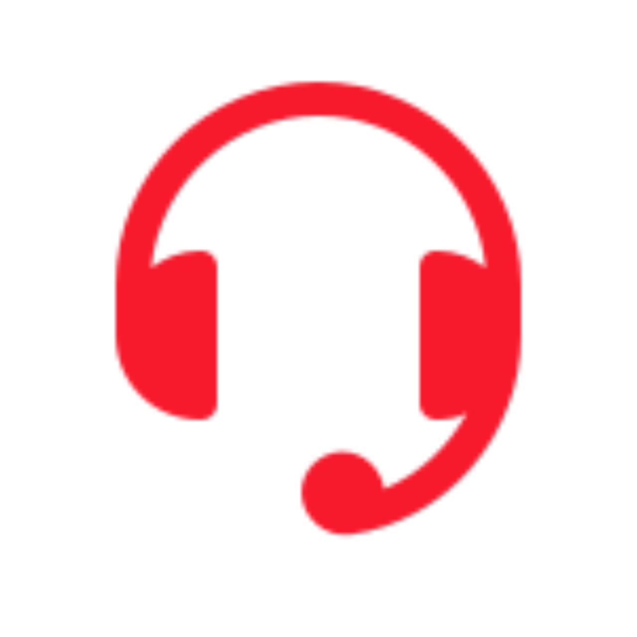 A red icon of a headset with a microphone, depicted in a simple, modern style on a white background, represents IPTV Latino customer support.